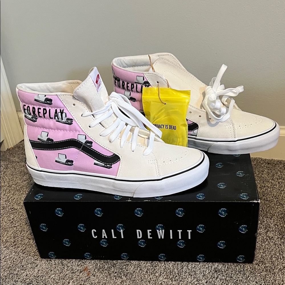 Vans x Cali Dewitt Men’s High-Top Sneakers Doomsday Foreplay - Pink and White